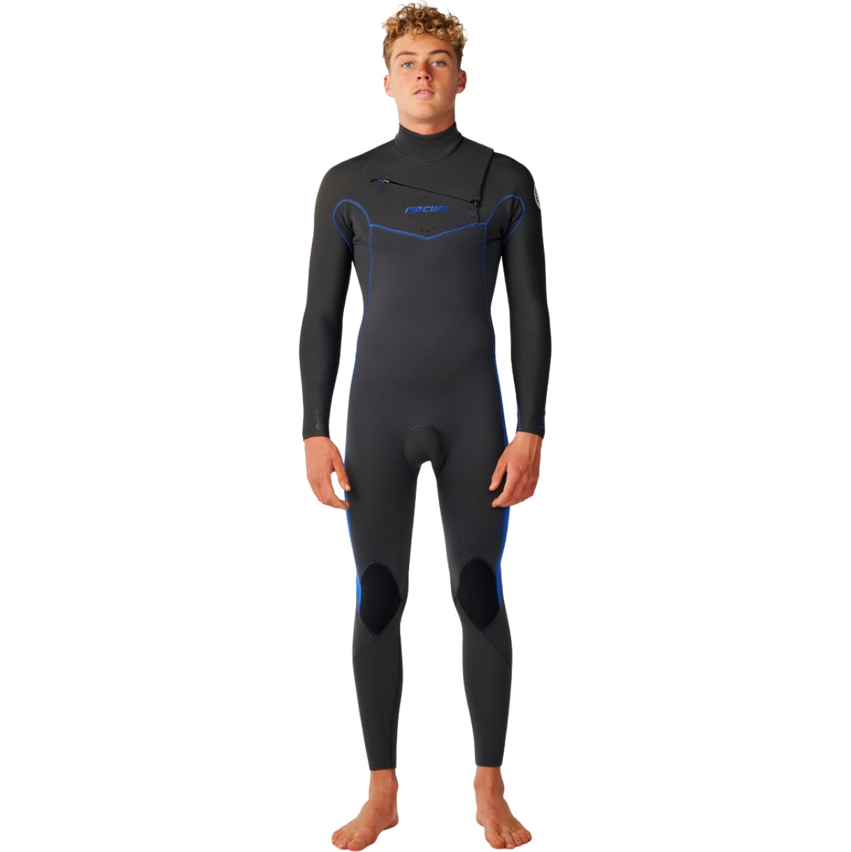 2026 Rip Curl M&auml;nner Dawn Patrol 5/3mm Brustrei&szlig;verschluss Neoprenanzug 16PMFS - Grey / Blue